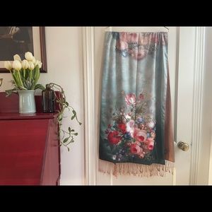 Story of Shanghai lined floral silk scarf